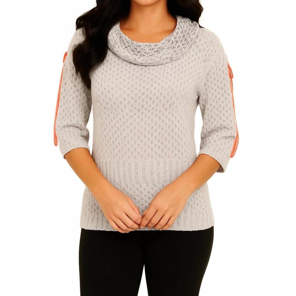NEW FRENCH KYSS raquelle cowl-neck crochet top in frost/coral